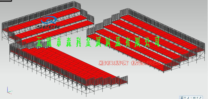 三面圍欄看臺 整體設計效果圖  高低觀眾臺設計圖